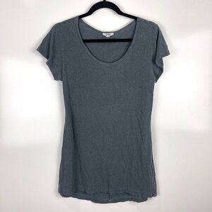 LNA Grey Cotton Short Sleeve Open Back Shirt XS Women's Minimalist Casual Top